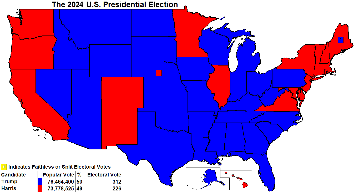 The 2024 U.S. Presidential Election map